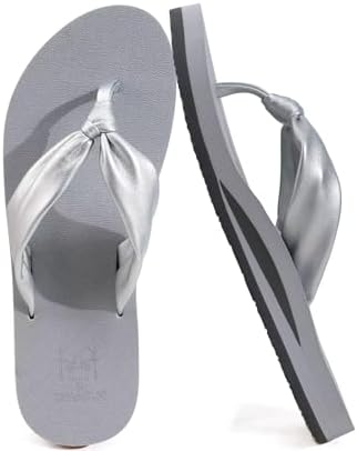 Womens Flip Flops with Arch Support Yoga Mat in Grey
