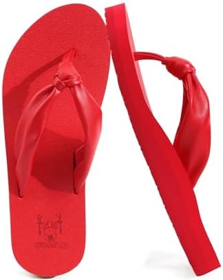 Womens Flip Flops with Arch Support Yoga Mat in Red