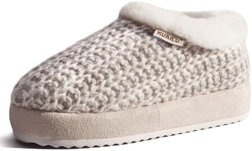 Womens House Platform Slippers Cozy Fuzzy Plush Knit Arch