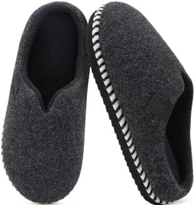 Women's House Slippers, Fuzzy Memory Foam Cushion in Black