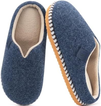 Women's House Slippers, Fuzzy Memory Foam Cushion in Dark Blue