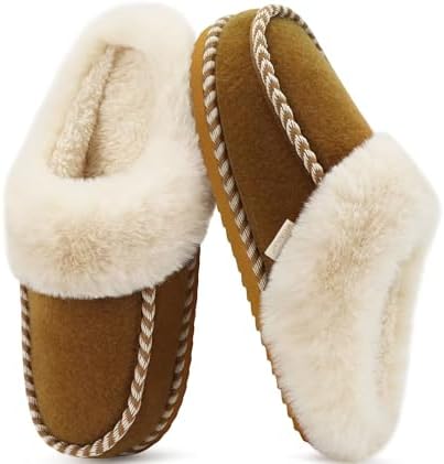 Womens Memory Foam Moccasin Slippers Plush House in Khaki