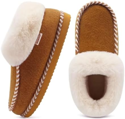 Womens Memory Foam Slippers Ladies Felt Ankle in Khaki