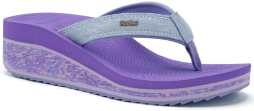 Womens Platform Flip Flops Arch Support Yoga Mat in Purple