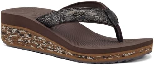 Womens Platform Flip Flops Arch Support Yoga Mat in Brown