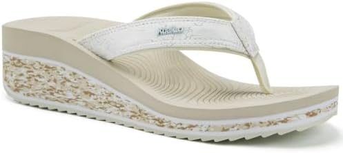 Womens Platform Flip Flops Arch Support Yoga Mat in Beige White