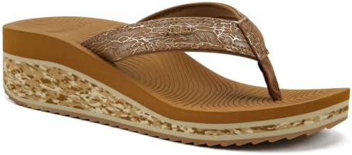 Womens Platform Flip Flops Arch Support Yoga Mat in Khaki
