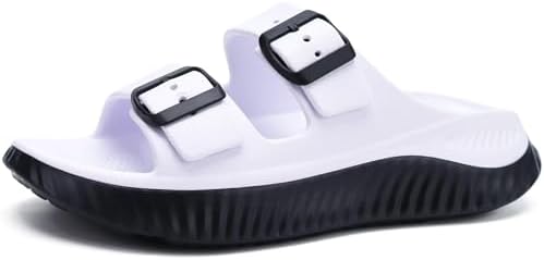 Womens Recovery Sandals Comfortable Arch Support in White Black