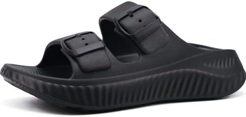 Womens Recovery Sandals Comfortable Arch Support in All Black