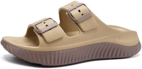 Womens Recovery Sandals Comfortable Arch Support in Khaki Brown
