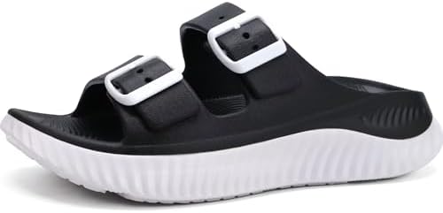 Womens Recovery Sandals with Comfortable Arch Support in Black