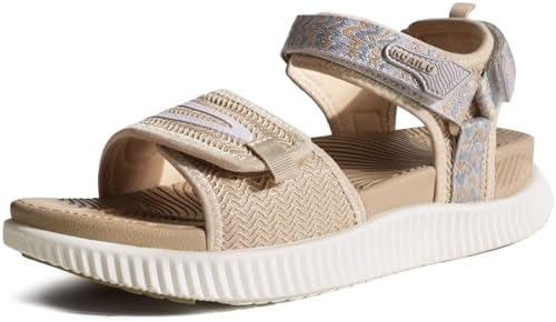 Womens Recovery Walking Arch Support Sandals in Beige