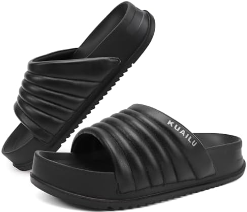 Womens Sandals with Arch Support Comfortable Slippers in Black