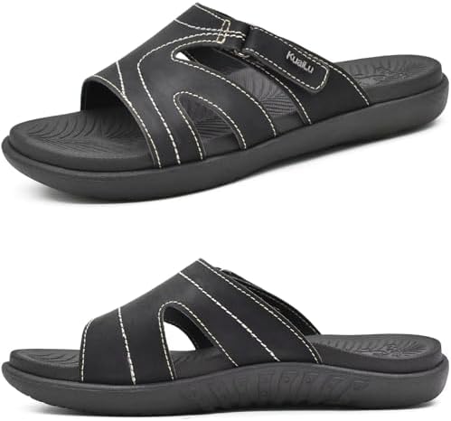 Womens Slides Arch Support Slip On Sandals in Black