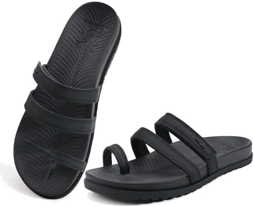 Womens Slides Sandals with Arch Support Comfort in Black