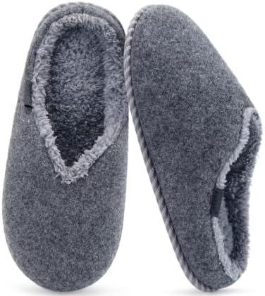 Womens Supportive Memory Foam Slippers Felt Fuzzy in Grey