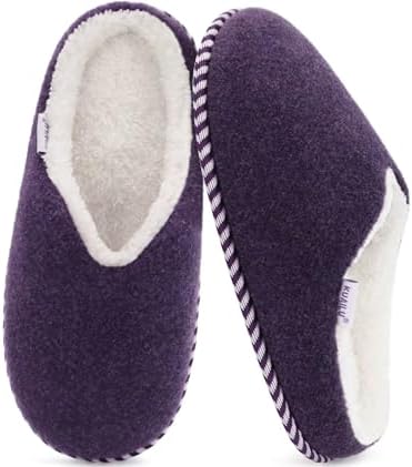 Womens Supportive Memory Foam Slippers Felt Fuzzy in Purple