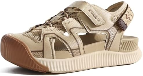 Womens Walking Arch Support Closed Toe Sandals in Beige