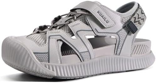 Womens Walking Arch Support Closed Toe Sandals in Grey