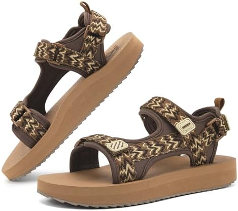 Womens Walking Sandals Comfortable Arch Support in Tree Brown