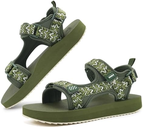 Womens Walking Sandals Comfortable Arch Support in Army Green