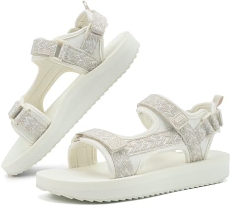 Womens Walking Sandals Comfortable Arch Support in Cotton White
