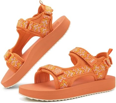 Womens Walking Sandals Comfortable Arch Support in Bright Orange