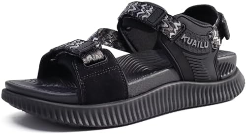 Womens Walking Sandals with Arch Support Recovery in Black