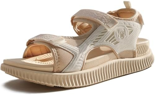 Womens Walking Sandals with Comfortable Arch Support in Light Beige