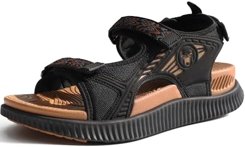 Womens Walking Sandals with Comfortable Arch Support in Black Khaki