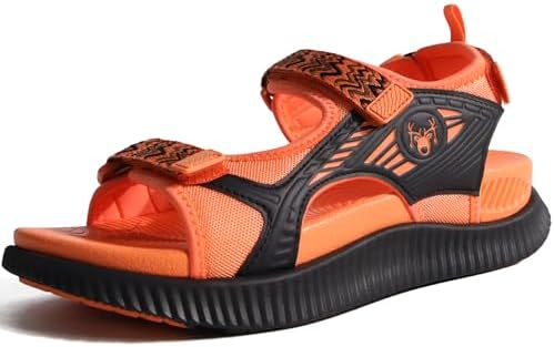 Womens Walking Sandals with Comfortable Arch Support in Orange Black