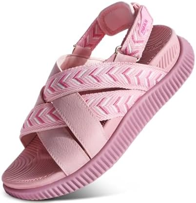 Womens Walking Sandals with Memory Foam Arch Support in Pink