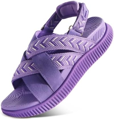 Womens Walking Sandals with Memory Foam Arch Support in Purple