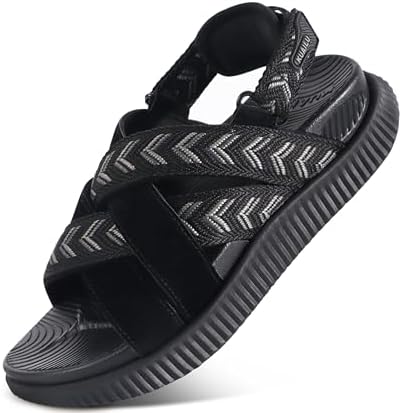 Womens Walking Sandals with Memory Foam Arch Support in Black
